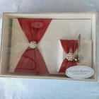 Wedding Guest Book Pen   Holder David s Bridal Red Velvet Accents New