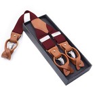  3 5cm Elasticated Braces 6-clip Brown Leather Adjustable Suspenders With Box
