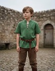 Kids Medieval Viking Pirate Renaissance Retro Costume Shirt Short Sleeves For Bo