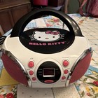 Hello Kitty A1320 Boombox Cd Player Am fm Radio White Pink Black Headphone Jack