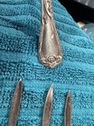 10 Reed   Barton Nut Pick 5  Silverplate P Monogram Art Nouveau Cocktail Fork