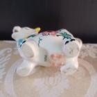 Vintage Mini Pink Flower   Blue Bell Ceramic Cow Creamer Hand Painted Japan