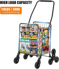 110 Lbs Folding Shopping Cart Utility Trolley Laundry Grocery Basket Cart