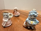 Vtg Schmid Kitty Cucumber Thimbles Lot 6 Porcelain Pink Cats 2  Priscilla Ginger