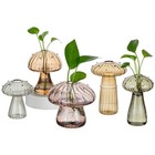 Plant Propagation Station pcs Amber Glass Mushroom Vase For 5 Multi-amber