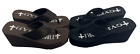 2 Pack Gypsy Soule 3  Heel Sandals Black   Brown Platform Wedge Thong Flip Flops