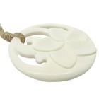 Hawaiian Jewelry Buffalo Bone Hawaii Plumeria Flower Pendant Necklace Choker