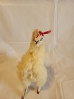 Vintage Llama Alpaca Plush Doll Figurine Real Wool Fur 8    Handmade Folk Art