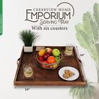 Creekview Home Emporium Large Serving Tray For Ottoman - 24in Square Wood Tray