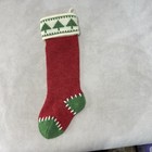 Christmas Tree 19    Stocking Holiday Hand Knit Wool Red Green White