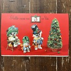 Vintage Mid-century Christmas Card Hello From The 3 Of Us Kitch Retro Snowmen