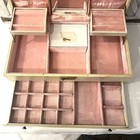 Vintage 1960s Jewelry Vanity Box Case Pink Velvet Mirror Drawer Key