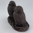 Vintage Pair Of Owlets Nestled In Nest Cast Bronze Figurine Richard Fisher 1973