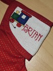 Cross-stiched brian handmade Personalized Red Train Christmas Stocking  new 