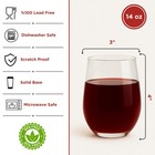 Stemless Wine Glasses Set Of 6  Clear Tumblers For Red   White Wine  Cocktail   