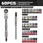 Geinxurn 60pcs 180   Pivoting Flex Head T-handle Ratchet 60pcs-changeable