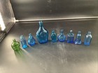 Vintage Wheaton Nj Glass Bottle Lot 9 Crown Booz Cabin Franklin Minis Blue Green