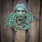 Face Hand-carved Female Face Sculpture Art Nouveau Patina Statue Hanging Decor