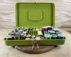 Vintage Plastic Wil-hold Wilson Green Sewing Thread Box Case Spools Thread Full