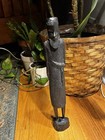 Antique Hand Carved Ebony Wood African Tribal Figure Warrior Statue Vintage 13 