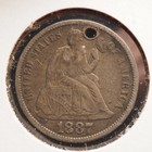 1887    Silver Seated Liberty Dime  nice Love Token       Free Shipping  C1682