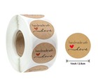 1000pcs Homemade With Love Stickers 1 Inch Small Round Kraft Small  Brown1