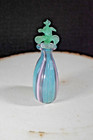Vintage Art Glass Perfume Bottle Blue Pink Flower Plant Stopper