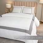 Queen Duvet Cover Set - Hotel Style Grey Line Pattern Microfiber Bedding  3 P   