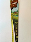 Vintage Hand Painted Hand Saw Welcome Folk Art Signed By The Artist 29    Long