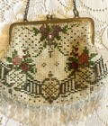 Antique 1800 s Italian Micro Mosaic Handmade Geometric Design Beaded Purse