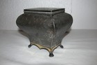 Unusual James Dixon   Sons Etched Lidded Bombe Style Silver Footed Box