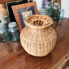 Vintage Handmade Thailand Woven Basket Vase