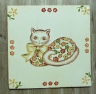 Vintage Cat Fabric Panel Wall Hanging 16  Mcm Retro Grannycore Cottagecore Boho