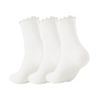 3 Pairs Pilates Socks With Grips Non-slip Ruffle Yoga Polycotton Socks Set 4