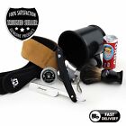Shaving Gift Kit Leather Strop Paste  Straight Cut Razor  Badger Brush Soaps Mug