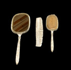 Vanity Hair Set Vintage Brush Comb   Etched Mirror Clear Acrylic Lucite