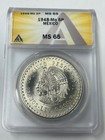1948 Mo Mexico Silver 5 Pesos Cuauhtemoc Anacs Ms65
