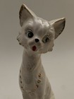 Vintage Long Neck Kitty Cat White Ceramic Gold Detail 11-1 2    Tall Japan