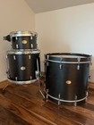 Noble   Cooley Cd Maple 3pc Drum Set Black Wash Satin On Rims Mounts Excellent