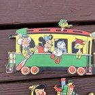 Vtg Disney Circus Train Pressed Board Wall Hanging Plaque Nursery Decor-4 Pcs 