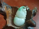 Chinese Artisan Hand-carved Delicate Natural Jadeite Calabash Pendant 498
