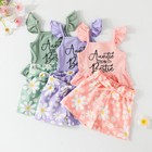2pcs Infant Newborn Baby Girl Clothes Ruffled Tops Pants Floral Outfits Set