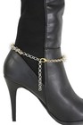 Women Boot Chain Silver Gold Mix Metal Links Bracelet Shoe Anklet Charm 2pcs