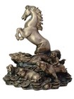 Vintage Chinese Feng Shui Zodiac Wealth   Luck Horse Bronze Silver Statue Atop O