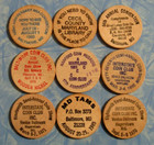 Lot Of 9 Different Vintage Maryland Wooden Nickels Token Coin Collection Md