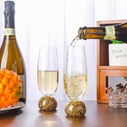 7oz Stemless Gold Champagne Flutes With Diamond Crystal Base Lead-free Glass