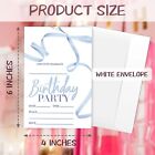 Blue Bow Birthday Party Invitations- 20 Pack Girls Birthday Invite With Envel   