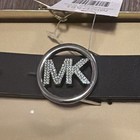 Michael Kors Belt 25mm Round Buckle With Rhinestones Logo In Box Size S m Black