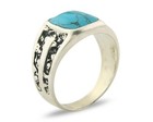 Vintage Ring 925 Sterling Turquoise Artist Signed Sc Size 10 5