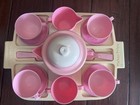 Vintage 1982 85 Fisher Price Pink   Creme Tea  Party Set With Tray